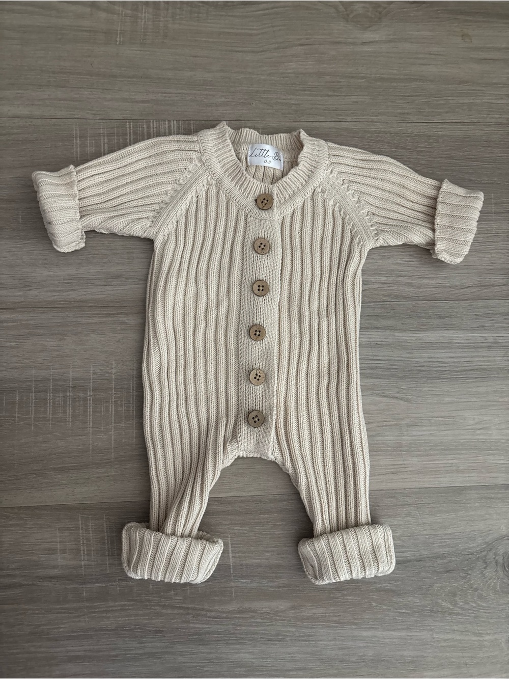 Little B’s Cream Ribbed Knit One-Piece size 0/3m perfect for newborn photoshoot